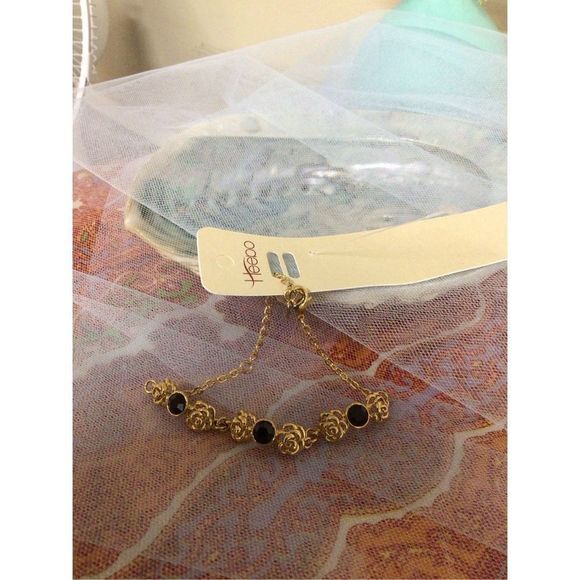 NWT Gold & Black Flower Ankle Bracelet Anklet - Picture 10 of 10